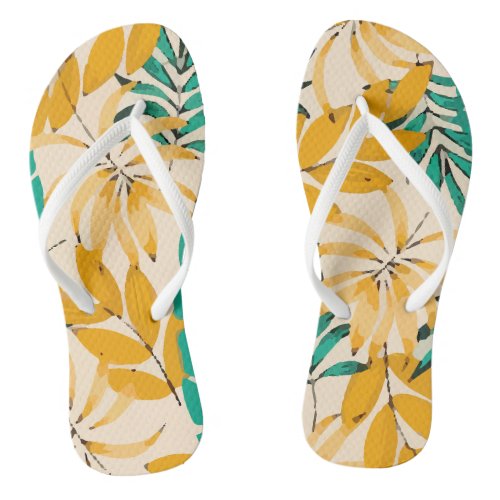 Flora Tropical Pattern Flip Flops