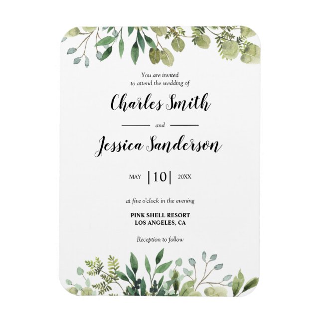 Flora Verde Invitación Magnet (Vertical)