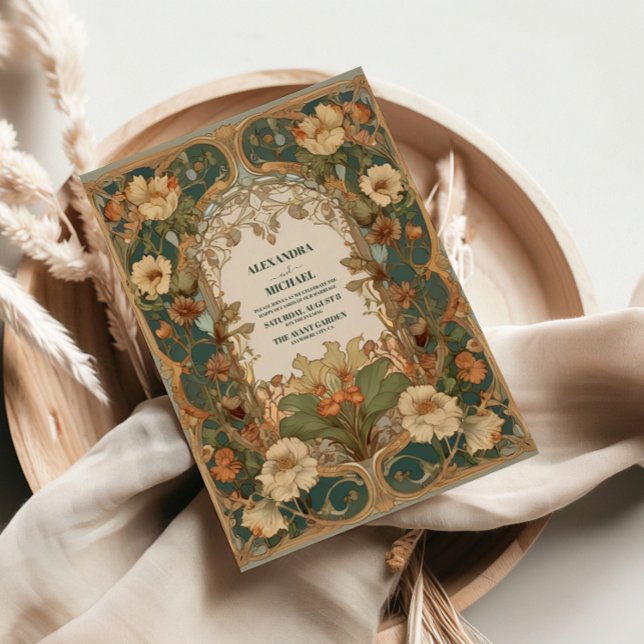 Flora Vintage Art Nouveau Wedding Acrylic Invitations (Creator Uploaded)