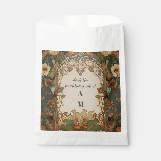 Flora Vintage Art Nouveau Wedding Favor Bag (Front)