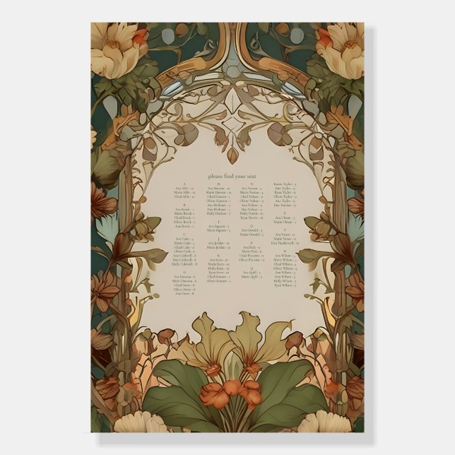 Flora Vintage Art Nouveau Wedding  Foam Board (Front)
