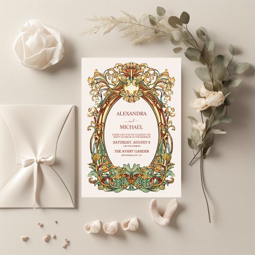 Flora Vintage Art Nouveau Wedding  Invitation