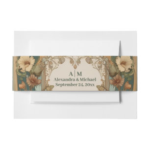 Flora Vintage Art Nouveau Wedding Invitation Belly Band