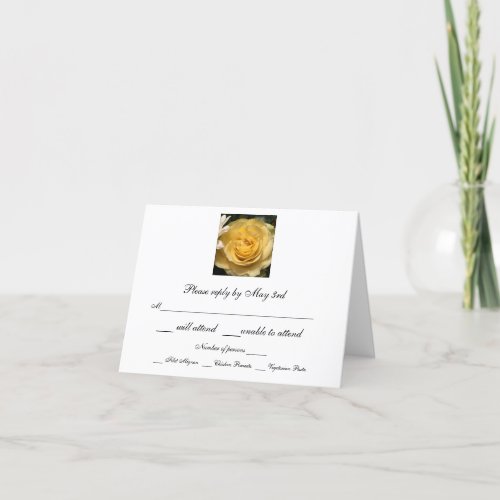 Flora Yellow Rose Wedding Reply Card