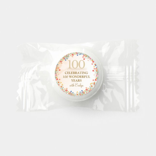 Floral 100th Birthday – Golden Wildflower Life Saver® Mints (Front)