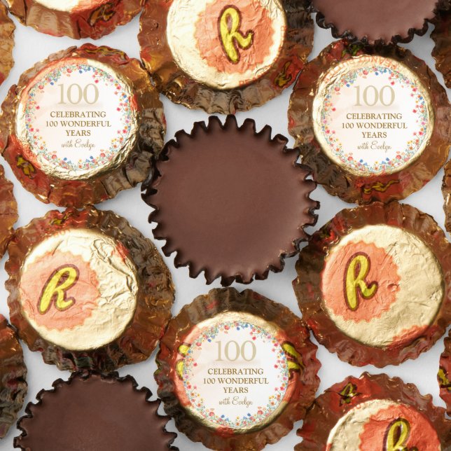 Floral 100th Birthday – Golden Wildflower Reese's Peanut Butter Cups (Assorted)