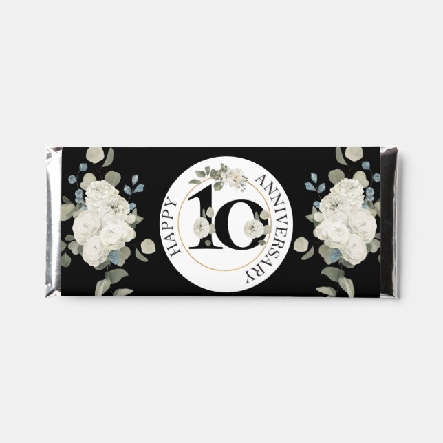 Floral 10th ANNIVERSARY Personalized Hershey Bar Favors (Front)