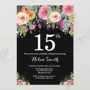 Floral 15th Birthday Invitation