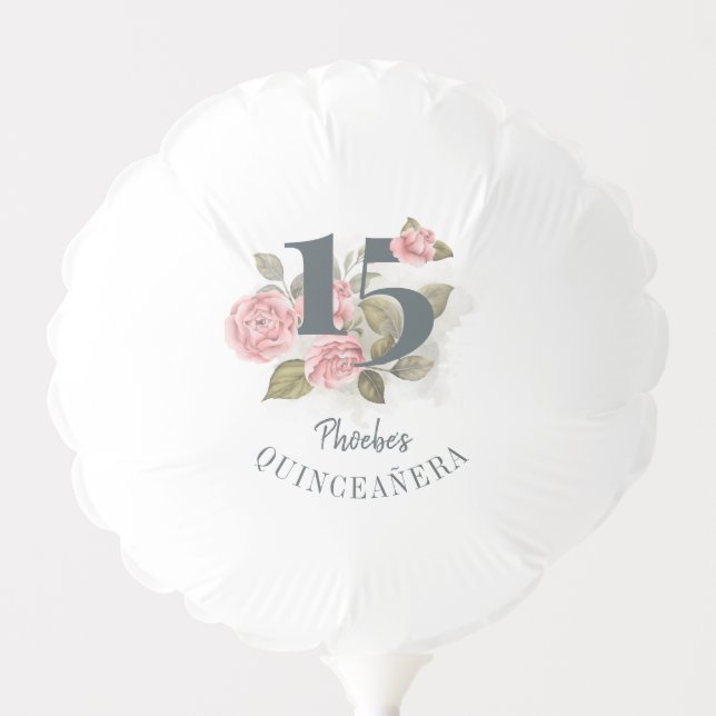 Floral 15th Birthday Quinceanera Rustic Balloon (Front)