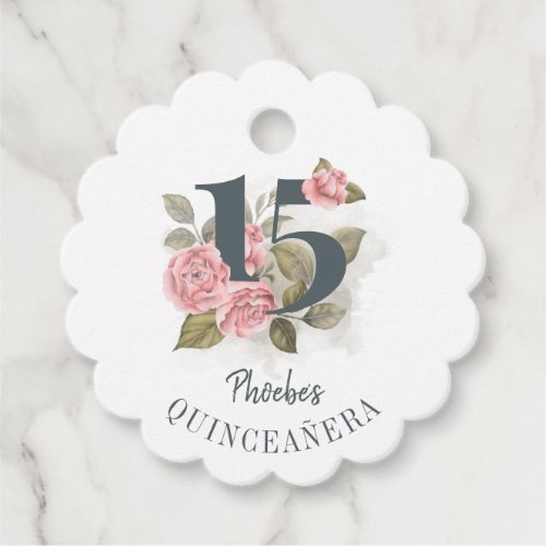Floral 15th Birthday Quinceanera Rustic Favor Tags