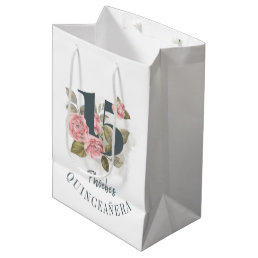 Floral 15th Birthday Quinceanera Rustic Medium Gift Bag