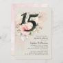 Floral 15th Birthday Quinceanera Script Watercolor Invitation