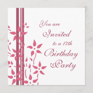 Floral 17th Birthday Party Invitations