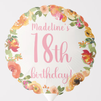 Floral 18th Birthday Personalized Balloon
