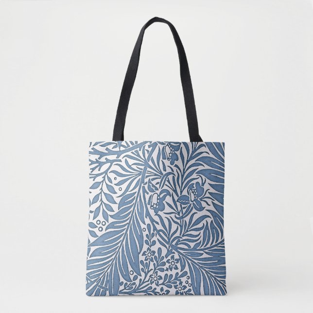 Floral 19th Century Pattern Blue on White Backgrou Tote Bag (Front)