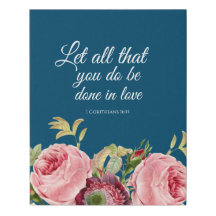 Floral 1 Corinthians 16: 14 Wrapped Canvas Print