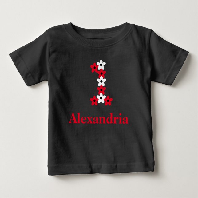 Floral 1st Birthday Baby T-Shirt (Front)