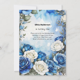 Floral 1st Birthday Invitation