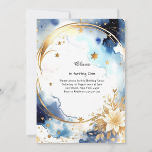 Floral 1st Birthday Invitation