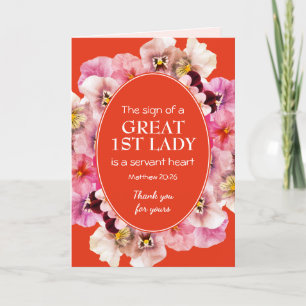 Floral 1ST LADY Pastor Appreciation Letterpress Thank You Card
