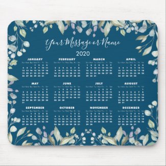 Floral 2020 Calendar Your Message or Name Mouse Pad