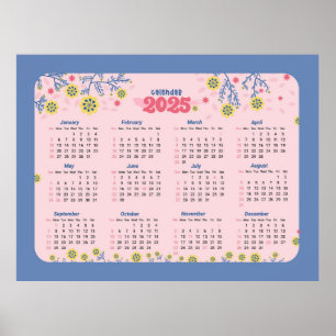 Floral 2025 Calendar Poster