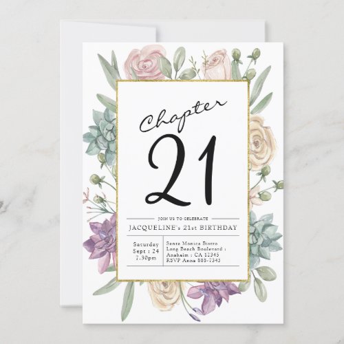 Floral 21st Birthday Invitation