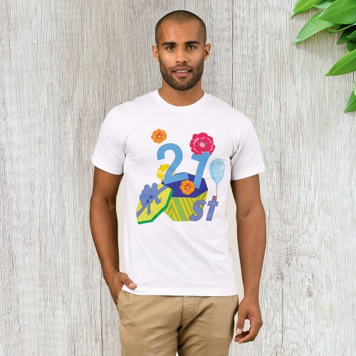 Floral 21st Birthday Mens T_Shirt