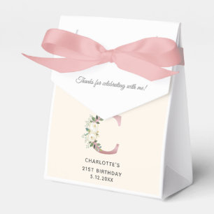 Floral 21st Birthday Monogram Name Rose Gold Favor Boxes