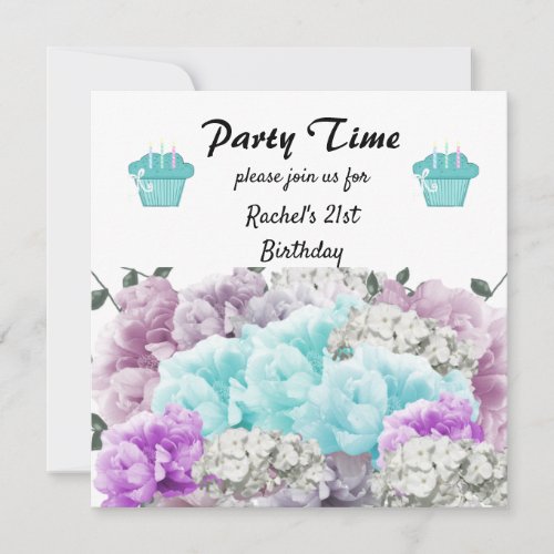 Floral 21st Birthday Party Invitation