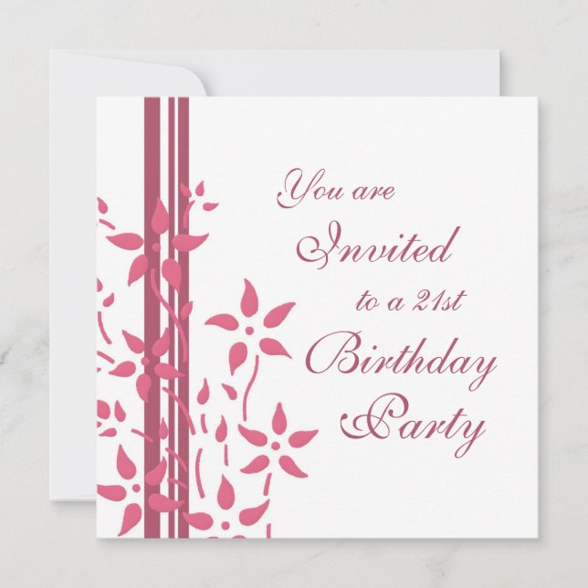 Floral 21st Birthday Party Invitations (Front)
