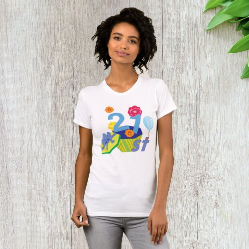 Floral 21st Birthday Womens T_Shirt