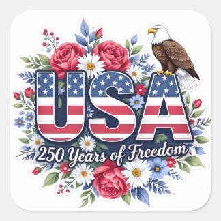  Floral 250 years of freedom  Square Sticker
