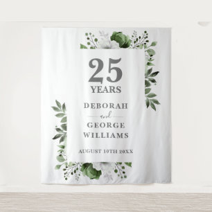 Floral 25th Anniversary Photo Booth Backdrop