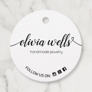 Floral 2" Round Signature Script Hang Tags