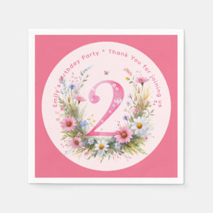 Floral 2nd Birthday Custom Two Fairy Princess Napkins