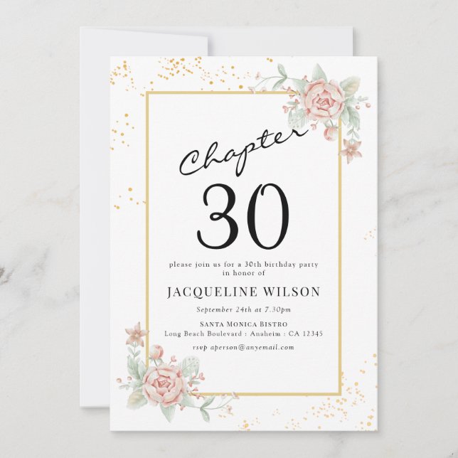 Floral 30th Birthday Invitation (Front)