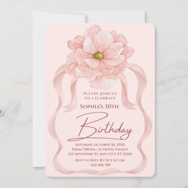 Floral 30th Birthday Invitation (Front)