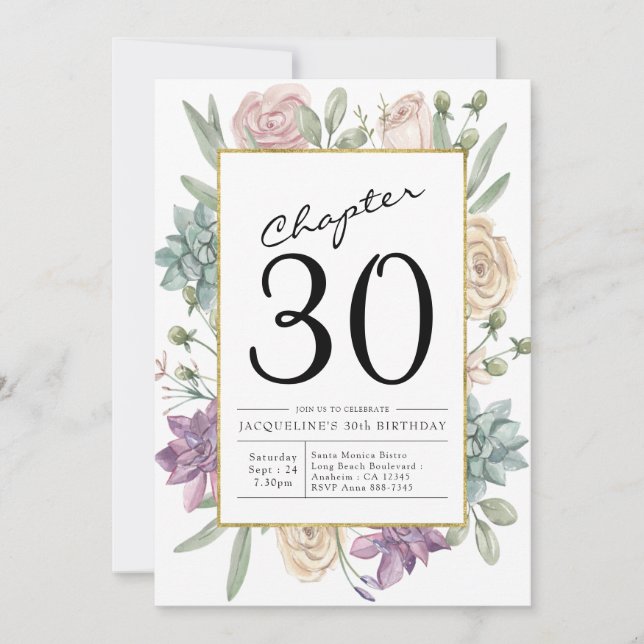Floral 30th Birthday Invitation (Front)