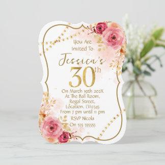 Floral 30th Birthday Invitation