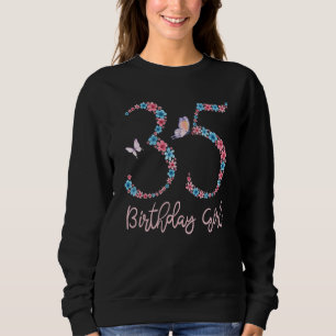 Floral 35th Birthday Butterfly For Girls And Women Sweatshirt
