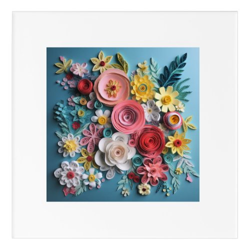 Floral 3D Acrylic Wall Art in Pastel Colors
