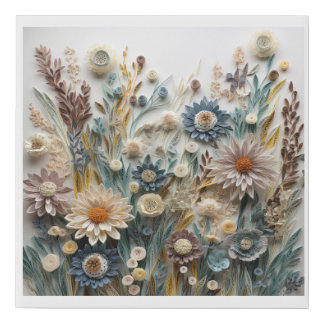 Floral 3D Print of Field Flowers in Pastel Colors