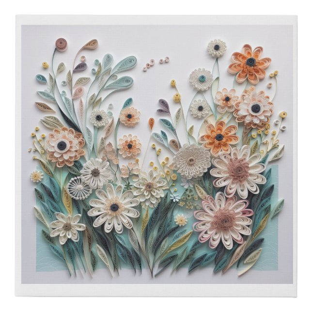 Floral 3D Wall Art of Field Flowers in Pastels (Front)