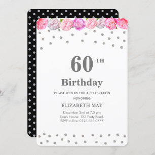 Floral 40th, 60th Birthday with Diamonds Invitation