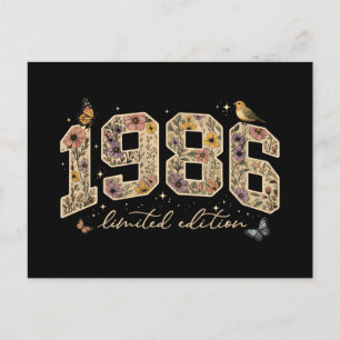 Floral 40th Birthday Limited Edition 1986 Postcard