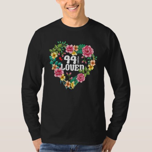 Floral 44 Years Old Bday For Men Women 44th Birthd T_Shirt
