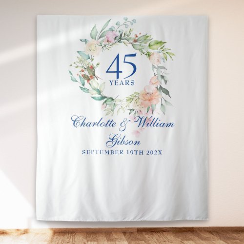 Floral 45th 65th Anniversary Photo Booth Backdrop