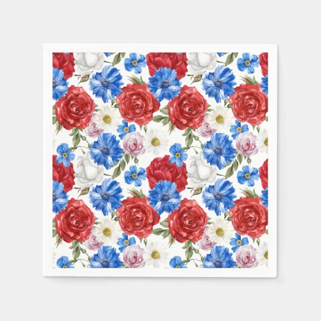 Floral 4th July Napkins (Front)