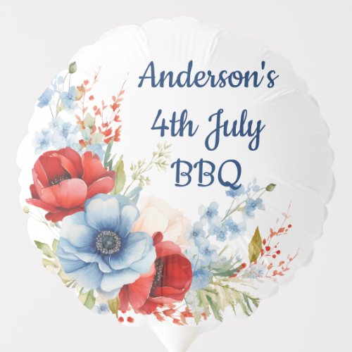 Floral 4th July Personalized  Balloon